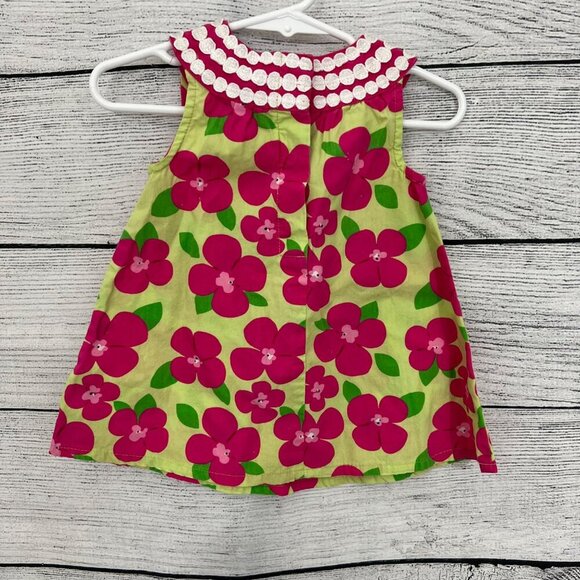 Gymboree Baby Floral Sleeveless Dress With Pink Flowers & Green, Size 6-12 mth - Picture 2 of 2